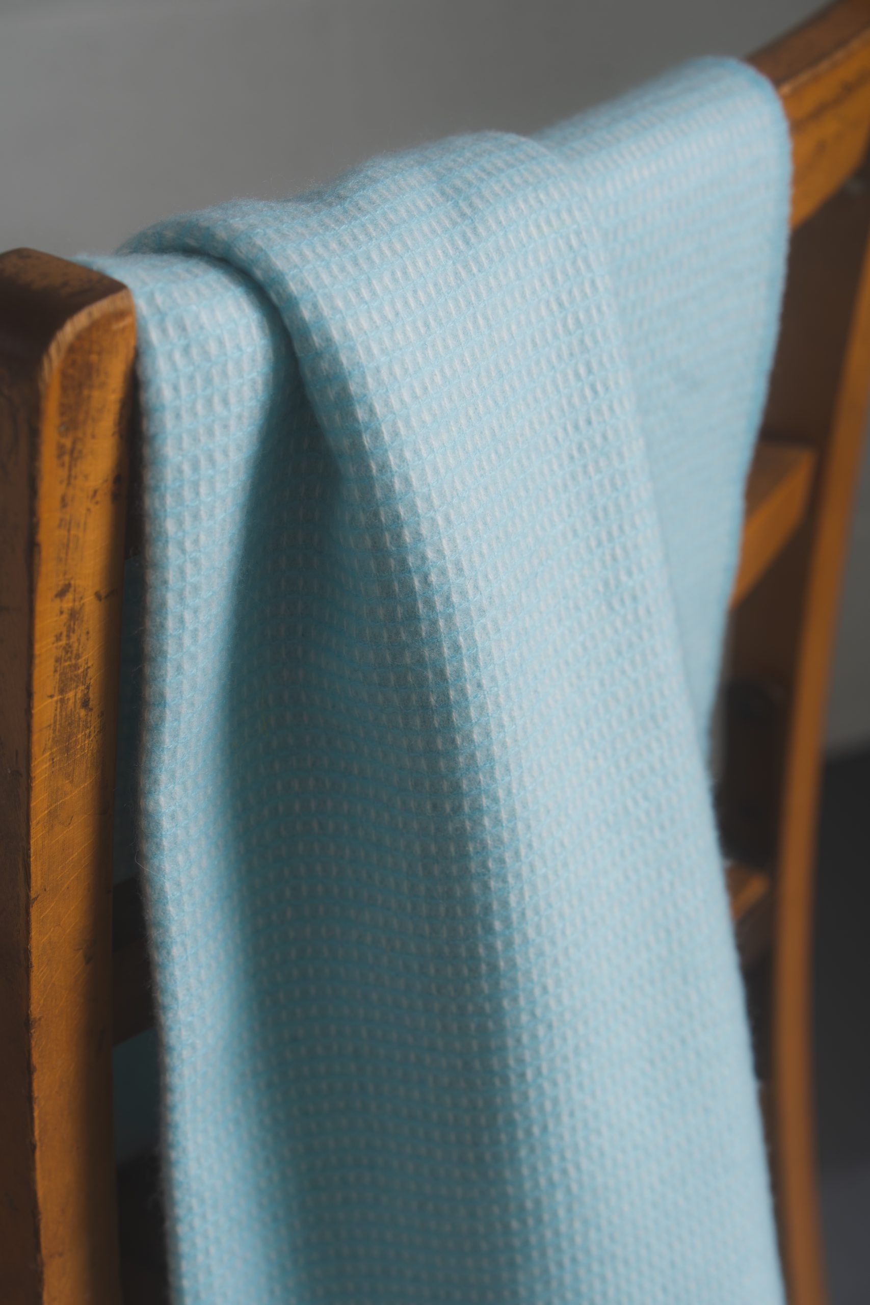 Love Cashmere Baby Blue Honeycomb Blanket - 100% Cashmere Handmade In Scotland